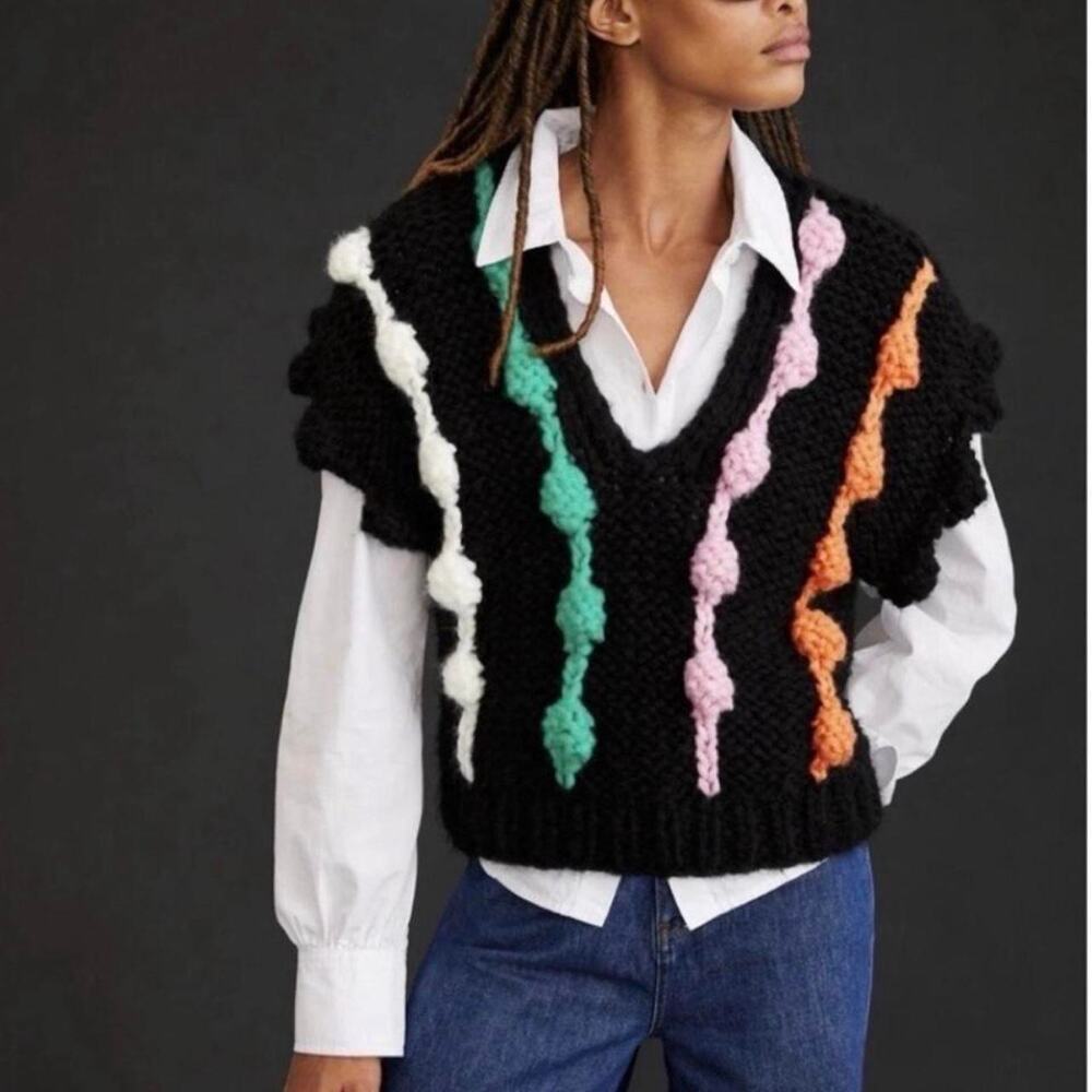 Maeve by Anthropologie Bauble Chunky Knit Vest, One Size